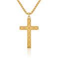 thumbnail image 1 of 14K Solid Yellow Gold Latin Mexican Holy Cross Necklace Religious Chain Pendant Jesus Christ Charm, 1 of 13