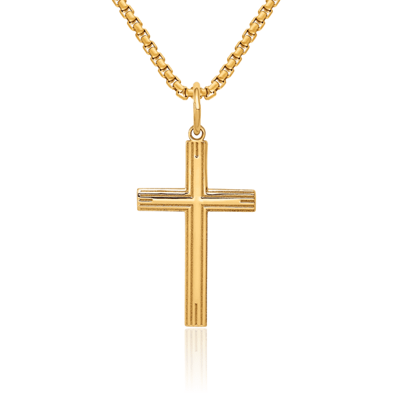 14K Solid Yellow Gold Latin Mexican Holy Cross Necklace Religious Chain Pendant Jesus Christ Charm