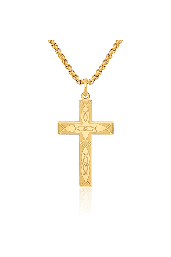 14K Solid Yellow Gold Ichthus Fish Symbol Latin Mexican Holy Cross Necklace Religious Chain Pendant Jesus Christ Charm