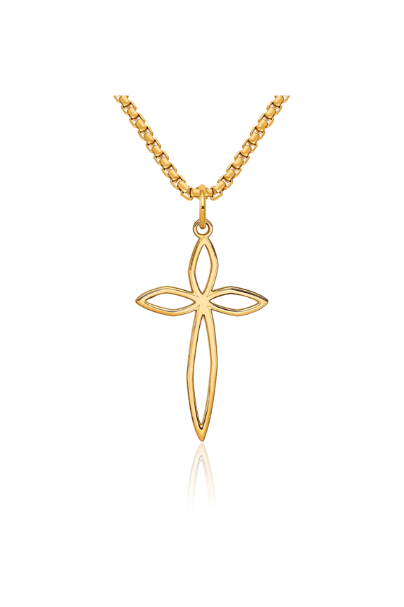 14K Solid Yellow Gold Passion Holy Cross Necklace Religious Chain Pendant Jesus Christ Charm