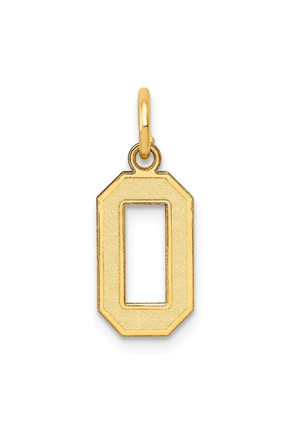 14k Yellow Gold Small Satin Number 0 Charm - .6 Grams - Measures 18.3x7.5mm