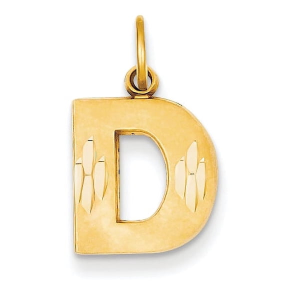14k Yellow Gold Letter D Initial Charm Pendant
