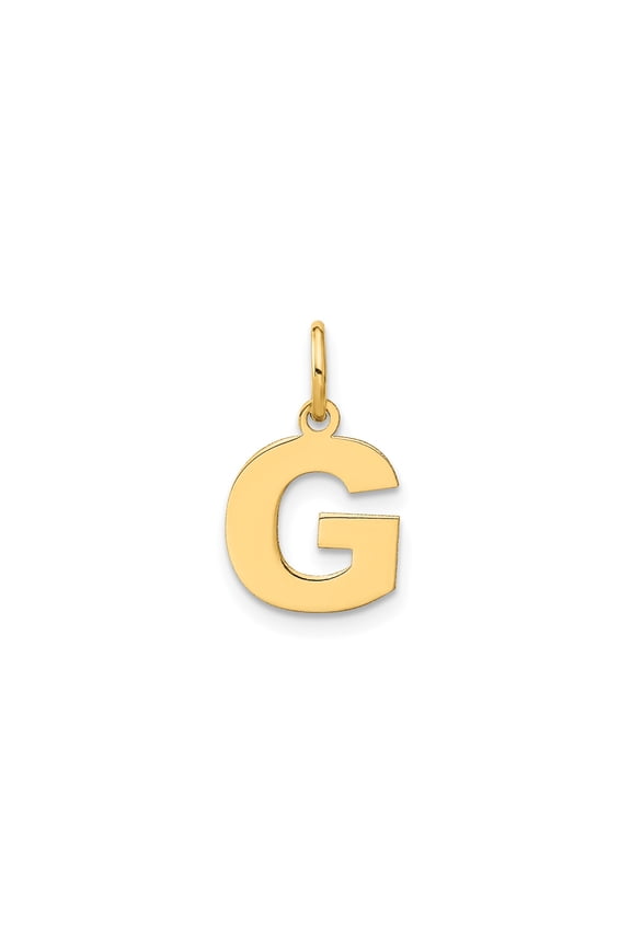 14k Yellow Gold Letter G Pendant Charm for Women or Unisex, Polished Block Initial Design, Custom Name Necklace Jewelry, Modern Capital Monogram Style