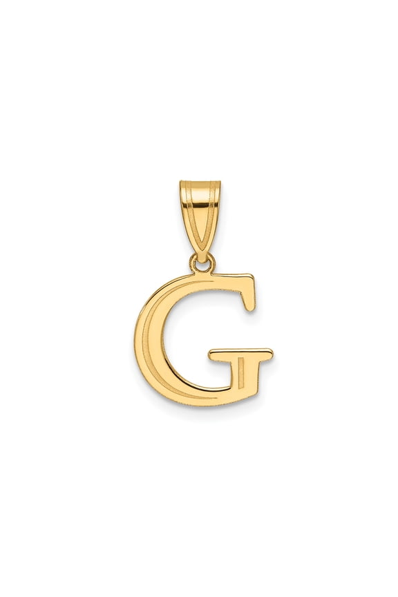 14k Yellow Gold Letter G Pendant Necklace for Women or Unisex Wear, Polished Block Initial Charm, Monogram Jewelry for Identity and Personal Style