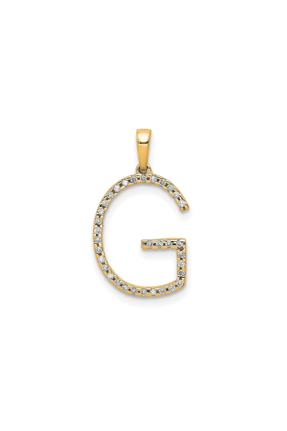 14k Yellow Gold Letter G Pendant with White Stones, Custom Initial Charm for Women or Unisex, Fine Monogram Jewelry, Dainty Alphabet Necklace for Fashion or Daily Wear