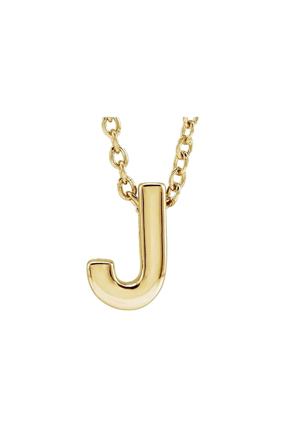 14k Yellow Gold Letter Name Personalized Monogram Initial J 8x5.3mm 16-18 Inch Polished Initial Pendant Slide Necklace P
