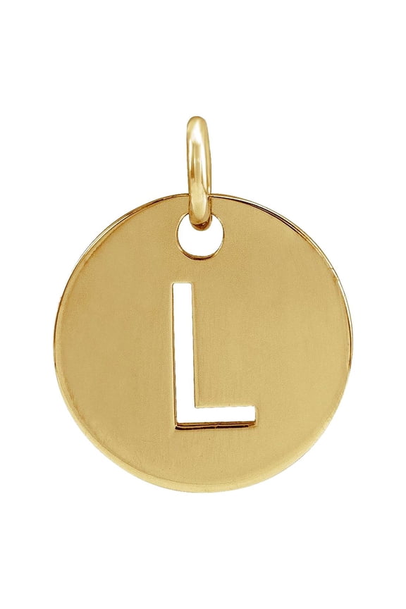 14k Yellow Gold Letter Name Personalized Monogram Initial L 10mm Polished Initial Disc Pendant Necklace Pendant for Wome