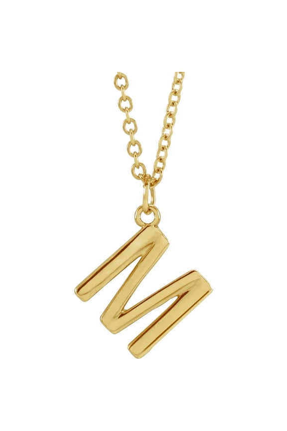 14k Yellow Gold Letter Name Personalized Monogram Initial M 9.2x8.4mm 16 Inch Polished Initial Dangle Necklace Pendant N