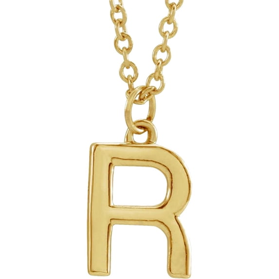 14k Yellow Gold Letter Name Personalized Monogram Initial R 9.5x6.2mm 18 Inch Polished Initial Dangle Necklace Pendant N