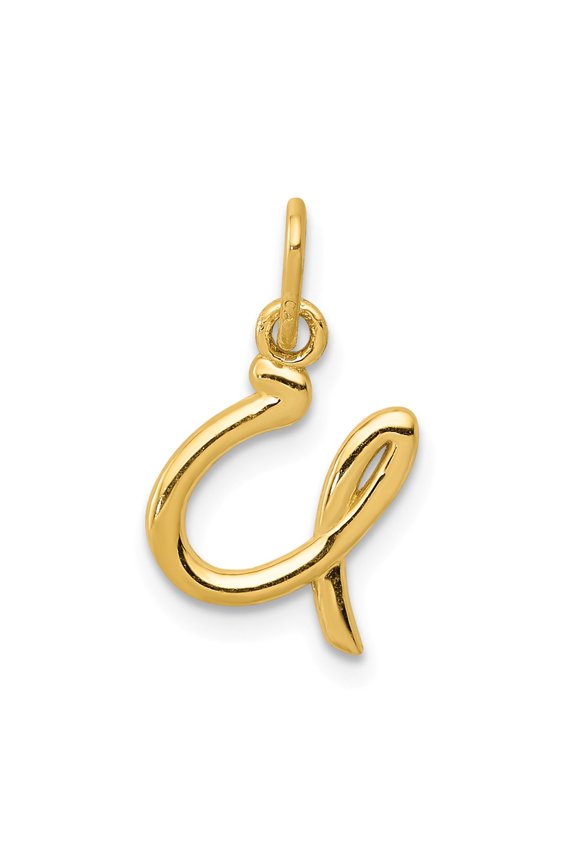 14k Yellow Gold Letter U Initial Charm Pendant