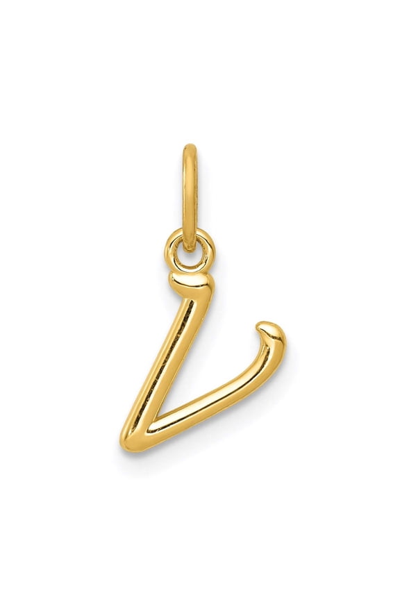 14k Yellow Gold Polished Letter Name Personalized Monogram Initial Charm Pendant Necklace for Women