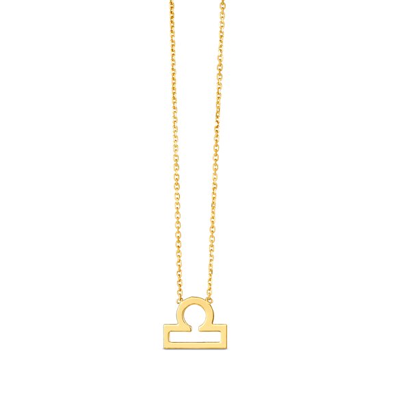 14k Yellow Gold Libra Necklace With Spring-ring Clasp Jump-ring At 16 Inch .9mm Chain-width 18 Inch Chain Necklace for W