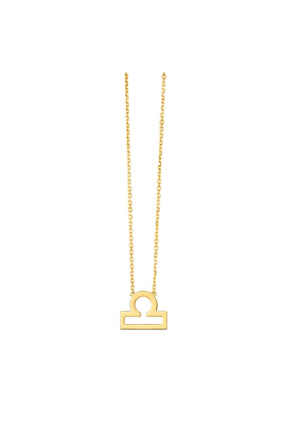 14k Yellow Gold Libra Necklace With Spring-ring Clasp Jump-ring At 16 Inch .9mm Chain-width 18 Inch Chain Necklace for W