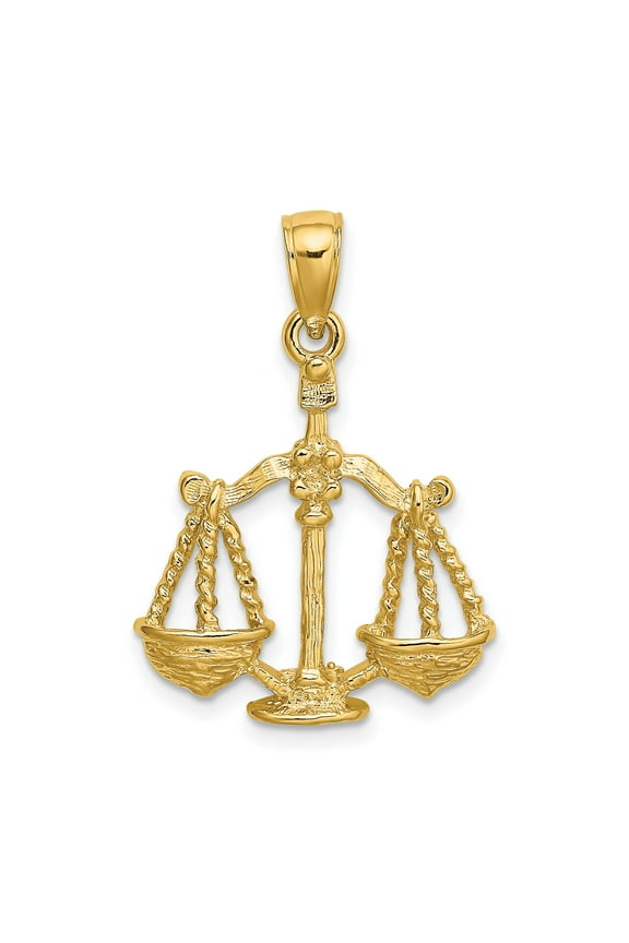 14k Yellow Gold Libra Pendant for Men and Women, Zodiac Scales Charm Symbolizing Justice, Balance, Fairness, Astrology Jewelry for Legal Professionals or Spiritual Style