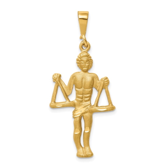 14k Yellow Gold Libra Pendant Necklace with Balanced Scales Symbol, Zodiac Astrology Charm for Women and Men, Horoscope Jewelry in Celestial Style