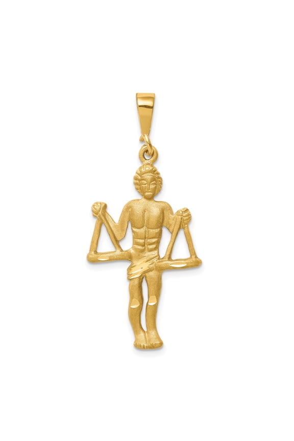 14k Yellow Gold Libra Pendant Necklace with Balanced Scales Symbol, Zodiac Astrology Charm for Women and Men, Horoscope Jewelry in Celestial Style