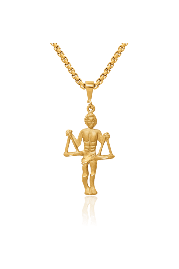 14K Solid Yellow Gold Libra Zodiac Necklace Scale Balance Horoscope Pendant September October Birthday Charm Astrology Jewelry