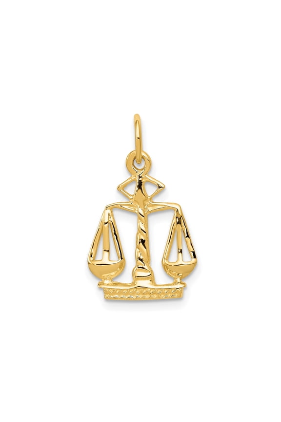 14k Yellow Gold Libra Zodiac Pendant Necklace with Scales Symbol for Women or Unisex Astrology Horoscope Jewelry Representing Justice Harmony and Balance Spiritual Charm