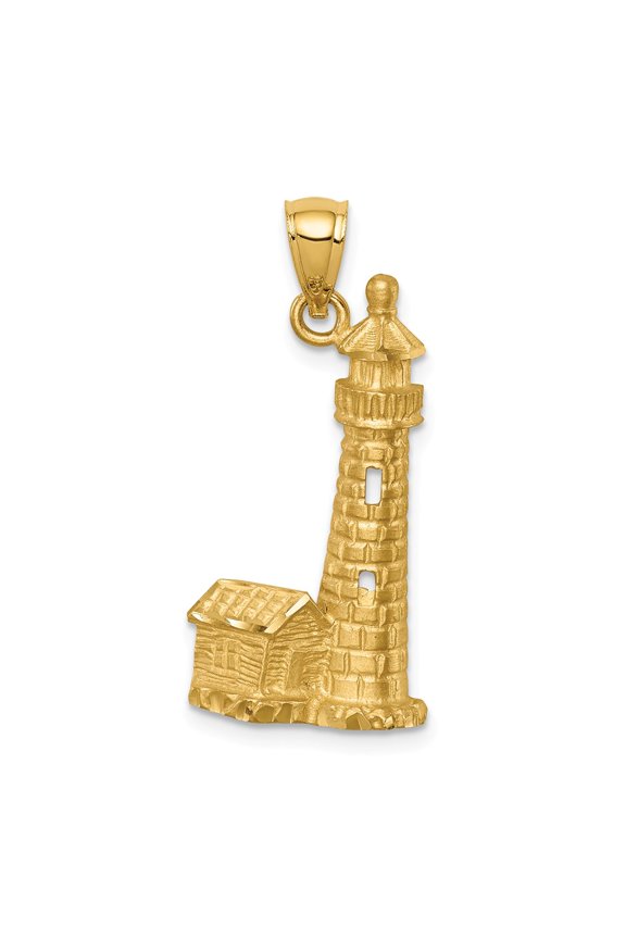14k Yellow Gold Lighthouse Pendant