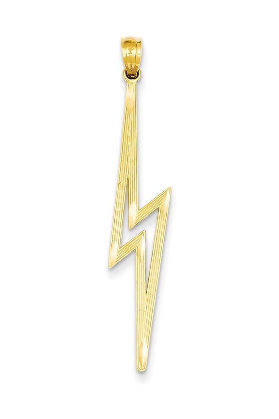 14k Yellow Gold Lightning Bolt Pendant Charm