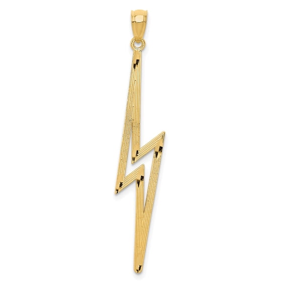 14k Yellow Gold Lightning Bolt Pendant Necklace for Men and Women, Polished Modern Statement Jewelry, Unisex Symbolic Energy Charm, Minimalist Gold Accessory