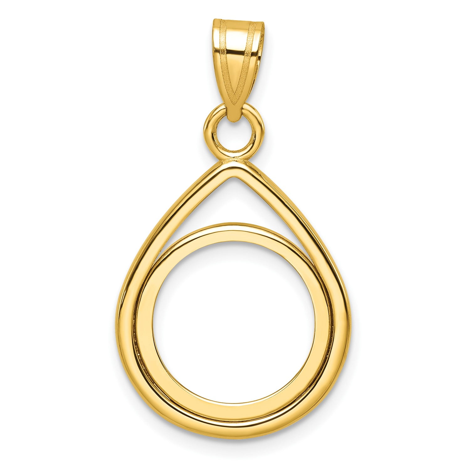 14k Yellow Gold Lightweight Teardrop Prong Setting Coin Bezel