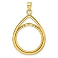 thumbnail image 1 of 14k Yellow Gold Lightweight Teardrop Prong Setting Coin Bezel Pendant Mounting - Fits 22mm, 1 of 4