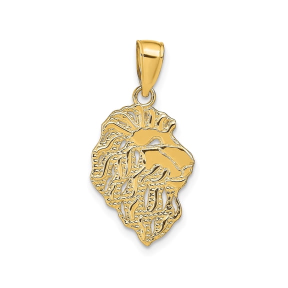 14k Yellow Gold Lion Head Pendant for Men or Unisex, Cutout Animal Design Symbolizing Strength and Leadership, Bold Regal Statement Necklace Charm