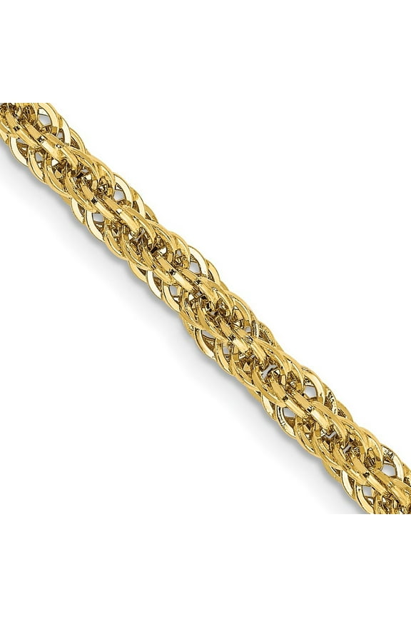 14k Yellow Gold Lobster Claw Closure Sparkle Cut Hollow Chain Necklace 18 Inch Measures 3.3mm Wide - Chain Necklace for