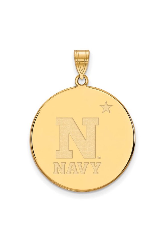 14k Yellow Gold LogoArt Official Licensed Collegiate Navy XL Disc Pendant