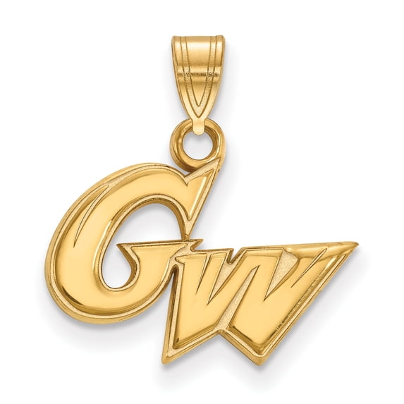 14k Yellow Gold LogoArt Official Licensed Collegiate The George Washington University (GWU) Small Pendant