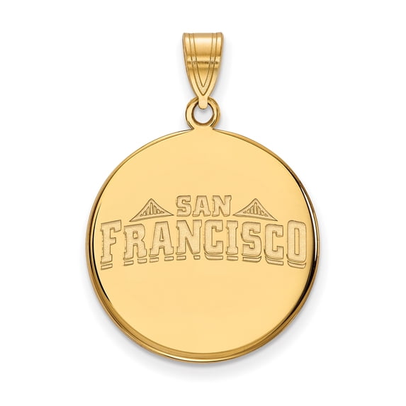 14k Yellow Gold LogoArt Official Licensed Collegiate University of San Francisco (USF) Large Disc Pendant