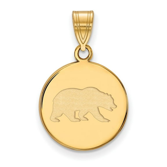 14k Yellow Gold LogoArt University of California Berkeley Bear Medium Disc Pendant Charm