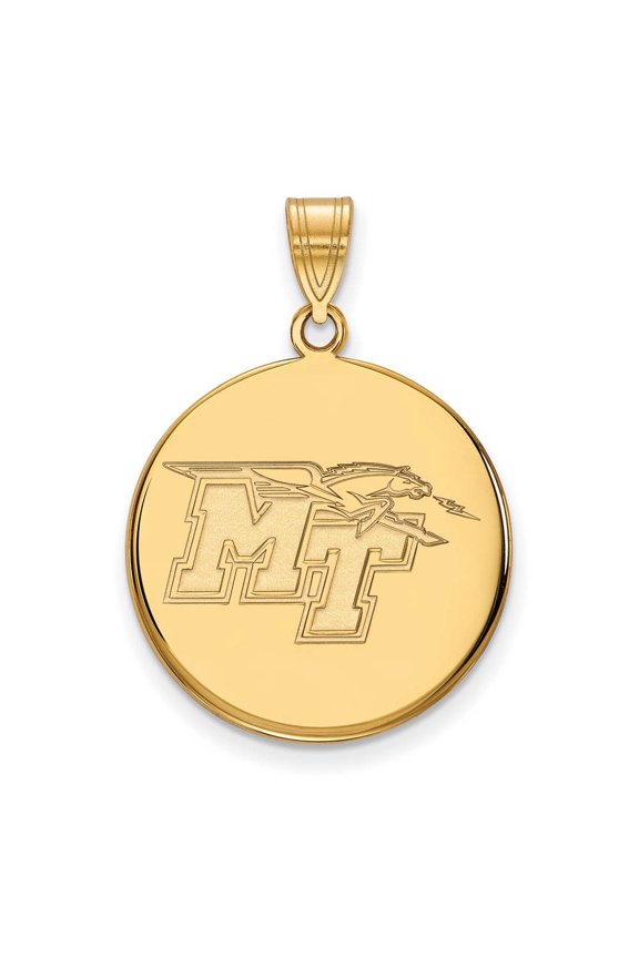 14k Yellow Gold Logoart Middle Tennessee State University Large Disc Pendant