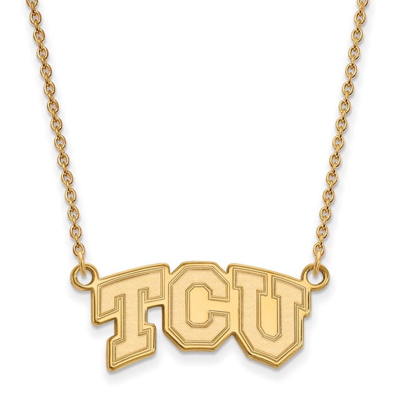 14k Yellow Gold Logoart Texas Christian University Small Pendant Necklace