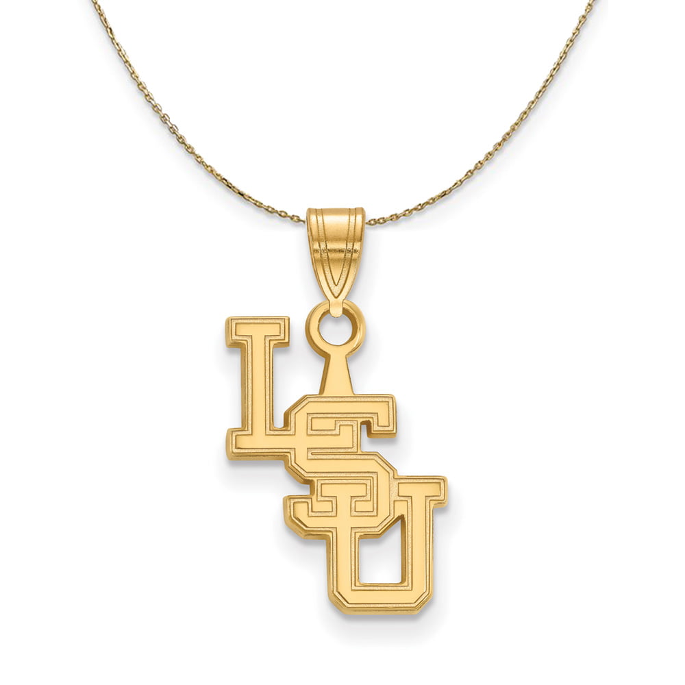 14K Yellow Gold Louisiana State Small Necklace - 16 inch, Women's