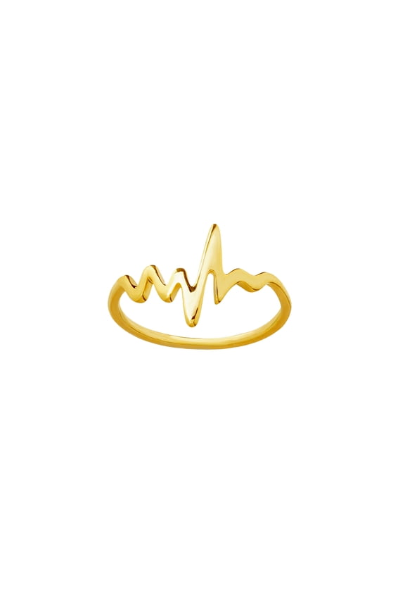 14k Yellow Gold Love Heartbeat Ring Size 7 Statement Ring for Women - 1.4 Grams