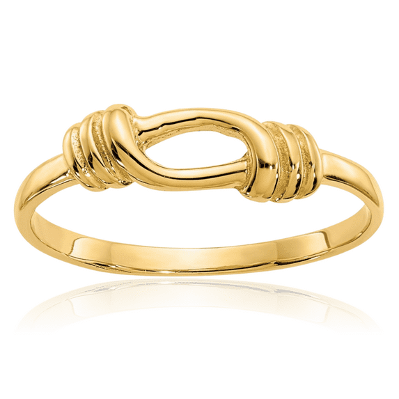 14K Solid Yellow Gold Love Knot Statement Ring