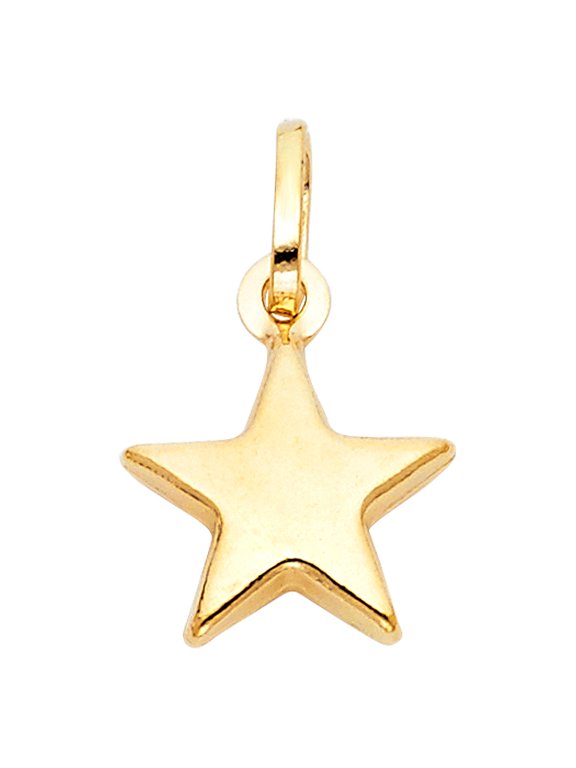 14k Yellow Gold Lucky Star Pendant Texas Star High Polished Charm Jewelry Female Unisex