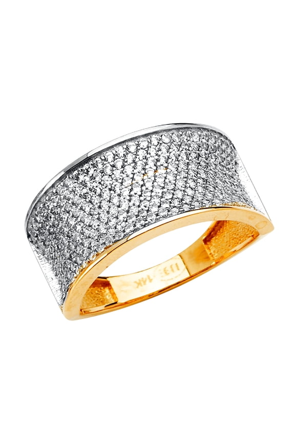 14k Yellow Gold M-pave For Women Cubic Zirconia Ring Size 7 Ring - 3.3 Grams