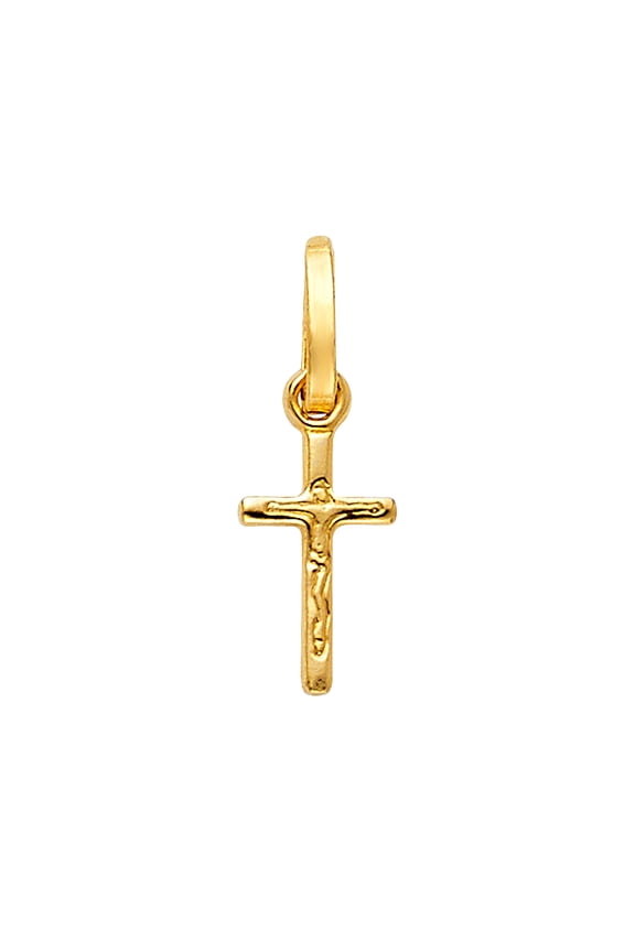 14k Yellow Gold MINI Religious Crucifix Cross (13 x 8mm)
