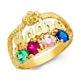 thumbnail image 1 of 14k Yellow Gold Madre Ring Mom Band Four Stone Multi Color CZ Mothers Day Fashion Fancy Size 5.5, 1 of 1