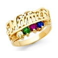 thumbnail image 1 of 14k Yellow Gold Mama Ring CZ Mothers Band Four Stone Multi Color Diamond Cut Stylish Fancy Size 6, 1 of 1