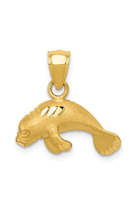 14k Yellow Gold Manatee Pendant Charm