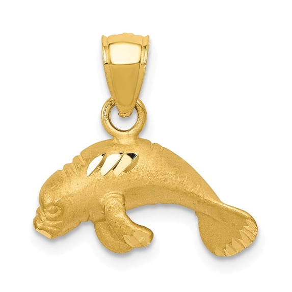 14k Yellow Gold Manatee Pendant Charm