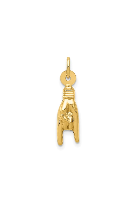 14k Yellow Gold Mano Cornuto Evil Eye Protection Pendant Charm, Unisex, Jewelry Stores Network