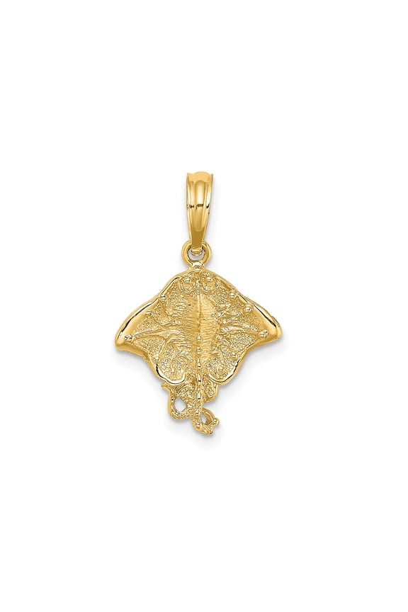 14k Yellow Gold Manta Ray Pendant for Women and Men, Ocean Inspired Marine Life Necklace, Nautical Sea Animal Charm, Coastal Style Jewelry for Divers and Beach Lovers