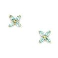 thumbnail image 1 of 14k Yellow Gold March Lt-Blue CZ 4 Petal Flower Screw-Back Earrings - Measures 5x5mm, 1 of 2