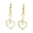 thumbnail image 1 of 14k Yellow Gold March Lt-Blue CZ Heart Drop Leverback Earrings - Measures 25x10mm, 1 of 2