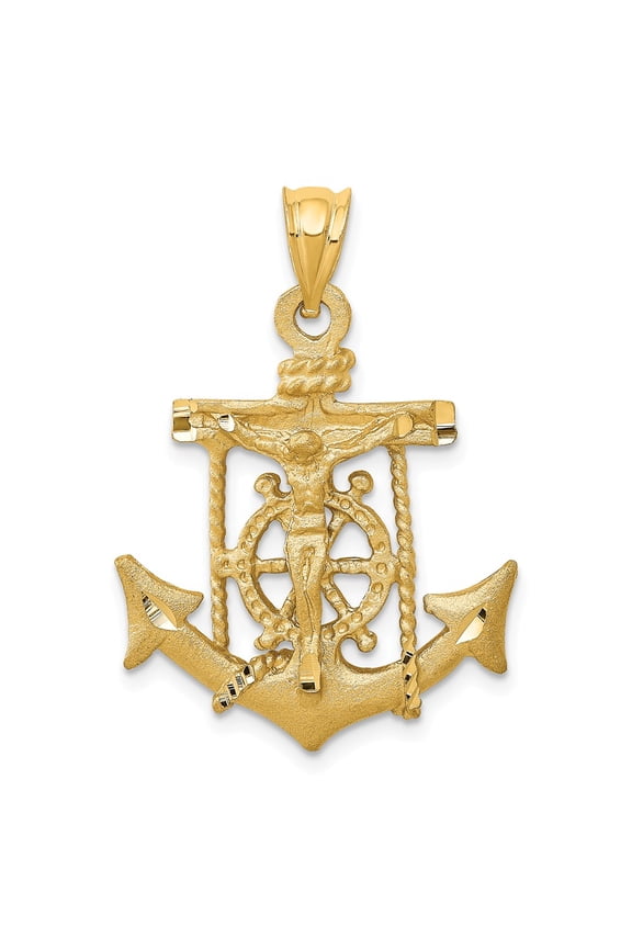 14k Yellow Gold Mariners Cross Pendant
